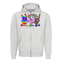 Dove Grey Peace love rock Zipper Hoodie - FaDigitalArtStudio