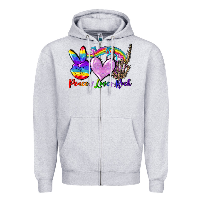 Peace Love Rock Zipper Hoodie by FaDigitalArtStudio | Teevron