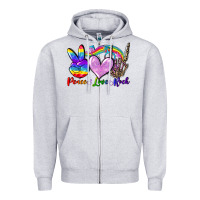 Heather Grey Peace love rock Zipper Hoodie - FaDigitalArtStudio