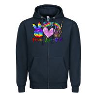 Navy Peace love rock Zipper Hoodie - FaDigitalArtStudio