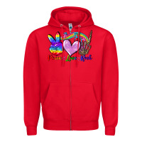 Red Peace love rock Zipper Hoodie - FaDigitalArtStudio