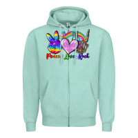 Seafoam Peace love rock Zipper Hoodie - FaDigitalArtStudio