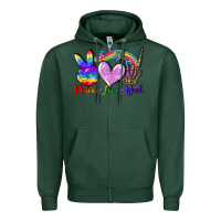 Sports Green Peace love rock Zipper Hoodie - FaDigitalArtStudio