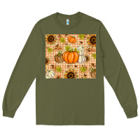 Army Green Fall Pumpkins and Sunflowers with Leopard Long Sleeve Tee - texasbilliewilder