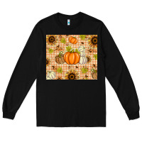 Black Fall Pumpkins and Sunflowers with Leopard Long Sleeve Tee - texasbilliewilder