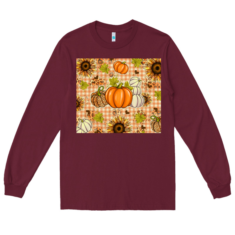 Fall Pumpkins And Sunflowers With Leopard Long Sleeve Tee by texasbilliewilder | Teevron