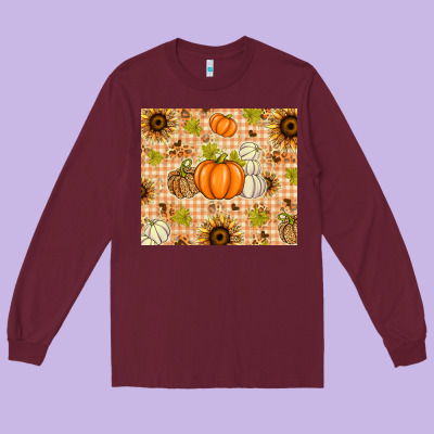 Fall Pumpkins And Sunflowers With Leopard Long Sleeve Tee Designed By Texasbilliewilder