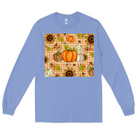 Colony Blue Fall Pumpkins and Sunflowers with Leopard Long Sleeve Tee - texasbilliewilder