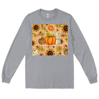 Heather Grey Fall Pumpkins and Sunflowers with Leopard Long Sleeve Tee - texasbilliewilder