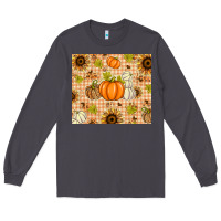 Smoke Fall Pumpkins and Sunflowers with Leopard Long Sleeve Tee - texasbilliewilder