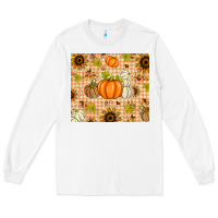White Fall Pumpkins and Sunflowers with Leopard Long Sleeve Tee - texasbilliewilder