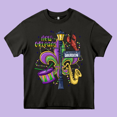 New Orleans Mardi Gras Streets Heavy Core Tee Designed By Maliassmallbusiness