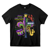 Black new orleans mardi gras streets Heavy Core Tee - MaliasSmallBusiness