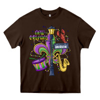 Chocolate Brown new orleans mardi gras streets Heavy Core Tee - MaliasSmallBusiness
