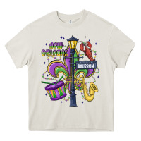 Cream new orleans mardi gras streets Heavy Core Tee - MaliasSmallBusiness
