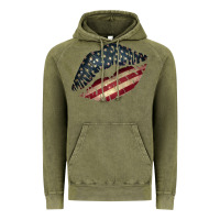 Vintage Olive Vintage American Flag Lips Vintage Hoodie - Bettercallsaul