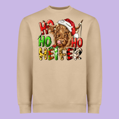 Ho Ho Ho Heifer Heavyweight Sweatshirt Designed By Cowgirlartshop
