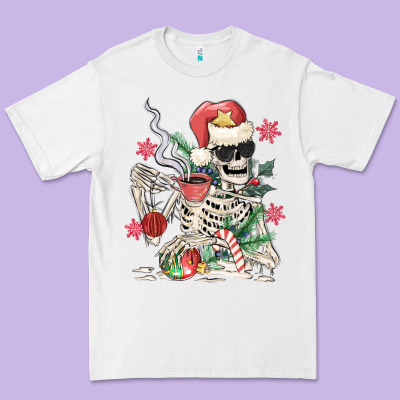 Skeleton Santa Premium Tee Designed By Maliassmallbusiness