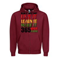 Burgundy black history live it Zipper Hoodie - FaDigitalArtStudio