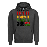Charcoal Heather black history live it Zipper Hoodie - FaDigitalArtStudio