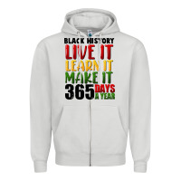 Dove Grey black history live it Zipper Hoodie - FaDigitalArtStudio