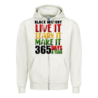 Oatmeal Heather black history live it Zipper Hoodie - FaDigitalArtStudio