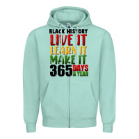 Seafoam black history live it Zipper Hoodie - FaDigitalArtStudio