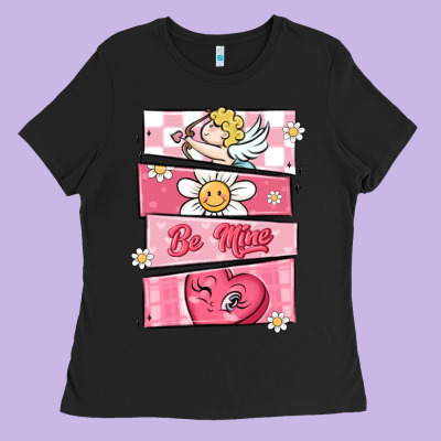 Trendy Valentines Day Retro Characters Ladies Tee Designed By Maliassmallbusiness