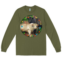 Army Green Christmas Charolais Bull And Black Angus Bull Long Sleeve Tee - RanaPortraitStore