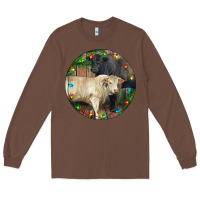 Chestnut Christmas Charolais Bull And Black Angus Bull Long Sleeve Tee - RanaPortraitStore