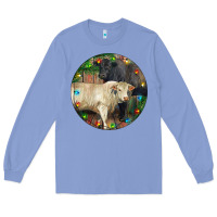 Colony Blue Christmas Charolais Bull And Black Angus Bull Long Sleeve Tee - RanaPortraitStore
