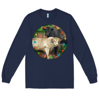 Navy Christmas Charolais Bull And Black Angus Bull Long Sleeve Tee - RanaPortraitStore