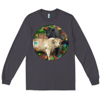 Smoke Christmas Charolais Bull And Black Angus Bull Long Sleeve Tee - RanaPortraitStore