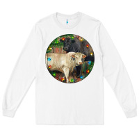 White Christmas Charolais Bull And Black Angus Bull Long Sleeve Tee - RanaPortraitStore
