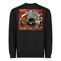 Black christmas heifer cow  gnomies Heavyweight Sweatshirt - CowGirlArtShop