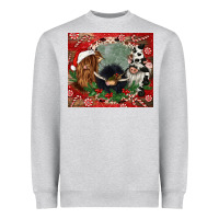 Heather Grey christmas heifer cow  gnomies Heavyweight Sweatshirt - CowGirlArtShop
