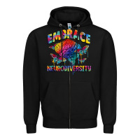 Black Embrace neurodiversity Autism Zipper Hoodie - FaDigitalArtStudio