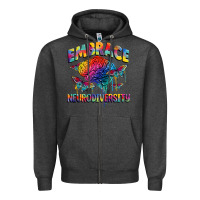 Charcoal Heather Embrace neurodiversity Autism Zipper Hoodie - FaDigitalArtStudio
