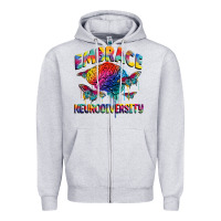 Heather Grey Embrace neurodiversity Autism Zipper Hoodie - FaDigitalArtStudio