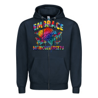 Navy Embrace neurodiversity Autism Zipper Hoodie - FaDigitalArtStudio