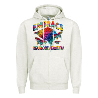 Oatmeal Heather Embrace neurodiversity Autism Zipper Hoodie - FaDigitalArtStudio