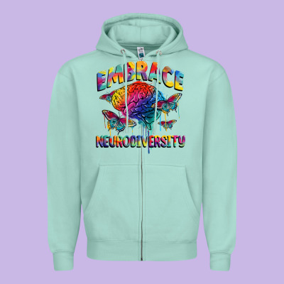 Embrace Neurodiversity Autism Zipper Hoodie Designed By Fadigitalartstudio