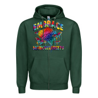 Sports Green Embrace neurodiversity Autism Zipper Hoodie - FaDigitalArtStudio