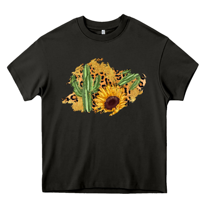 Cactus Leopard Sunflower Glitter  Patch Heavy Core Tee by AdoDesignShop | Teevron
