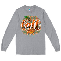 Heather Grey Fall with Background Long Sleeve Tee - texasbilliewilder
