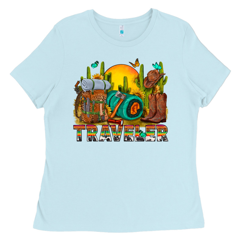 Western Traveler Cowboy Ladies Tee by NancyCooperArtShop | Teevron