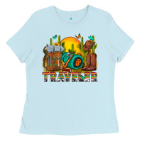 Baby Blue western traveler cowboy Ladies Tee - NancyCooperArtShop