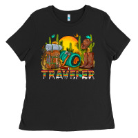 Black western traveler cowboy Ladies Tee - NancyCooperArtShop
