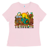 Bubblegum Pink western traveler cowboy Ladies Tee - NancyCooperArtShop