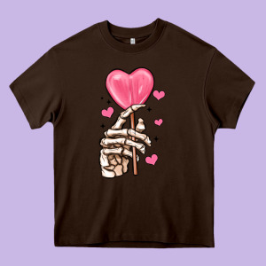 Skeleton Hand With Sugar Valentines Day Heavy Core Tee Designed By Maliassmallbusiness